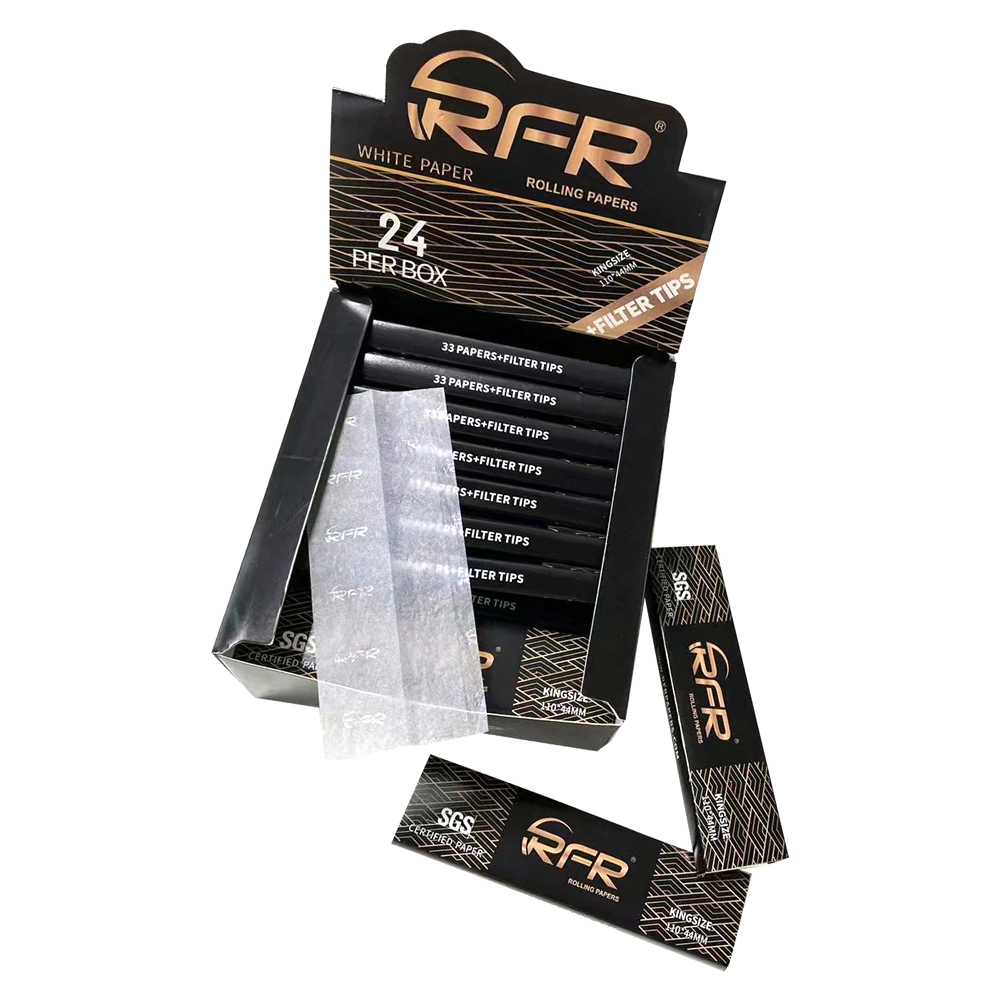 Rfr King Size Slim Custom Brown and White Rolling Paper with Tips