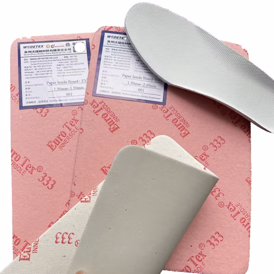 Panneau de semelle intérieure en papier de 1,25 mm 1,50 mm 1,75 mm avec insert EVA